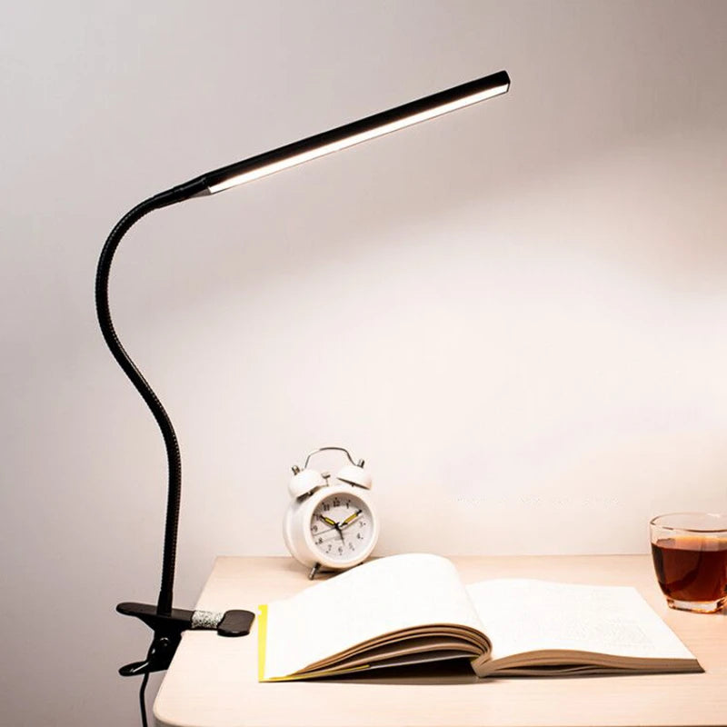 LED 360° Folding Clamp Desk Lamp Eye Protection Rechargeable Table Lamp Clip on Light for Bed Reading Working and Computers