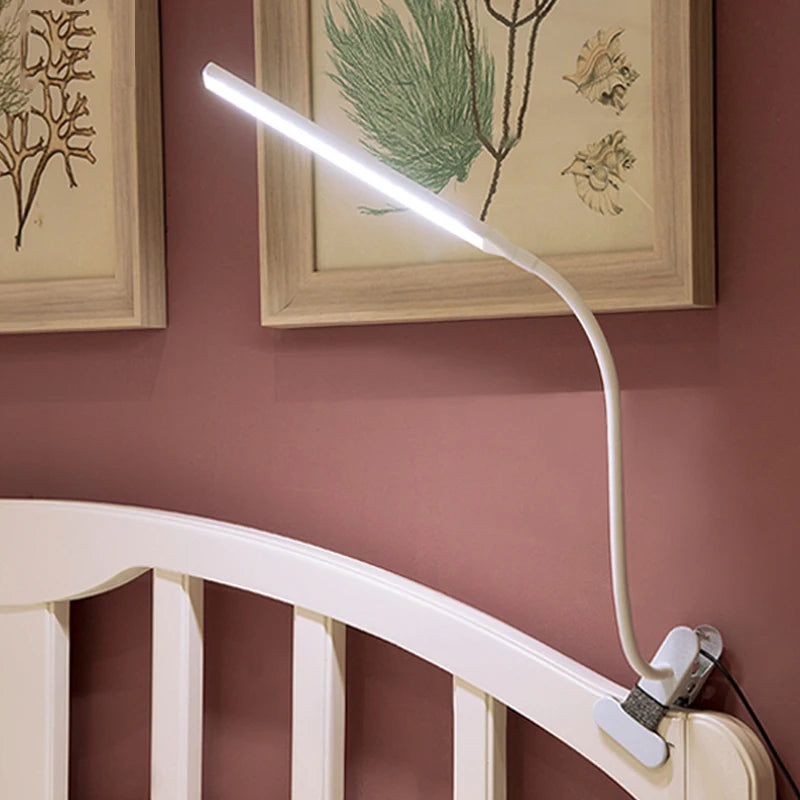 LED 360° Folding Clamp Desk Lamp Eye Protection Rechargeable Table Lamp Clip on Light for Bed Reading Working and Computers