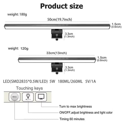 LED Monitor Light Bar - Eye Protection Dimming Lamp for Work, Reading, and Learning