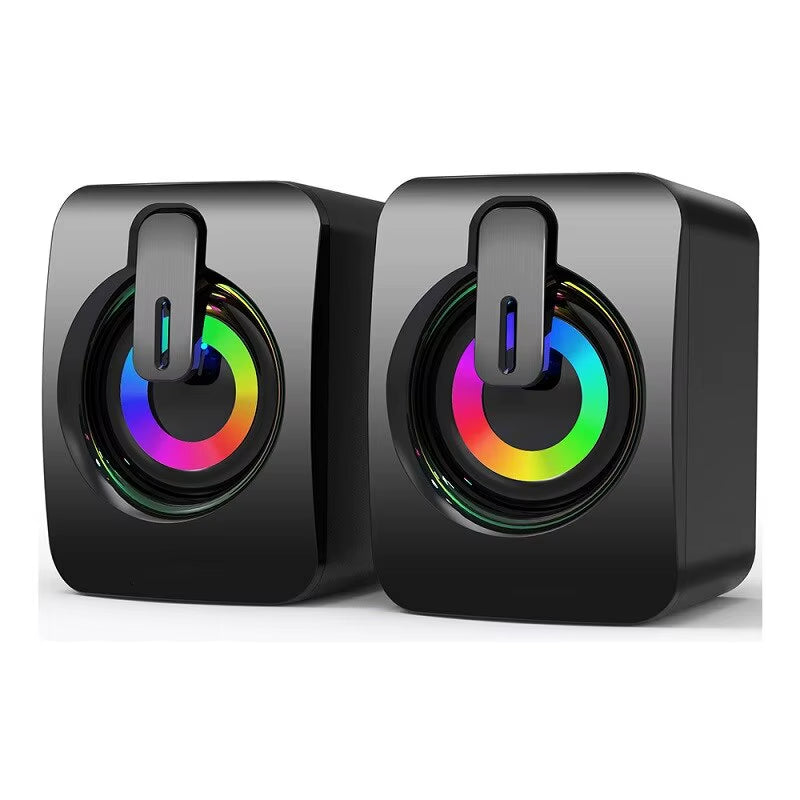 HIFI Stereo USB Wired Computer Speakers with RGB LED Light for Desktop & Laptop