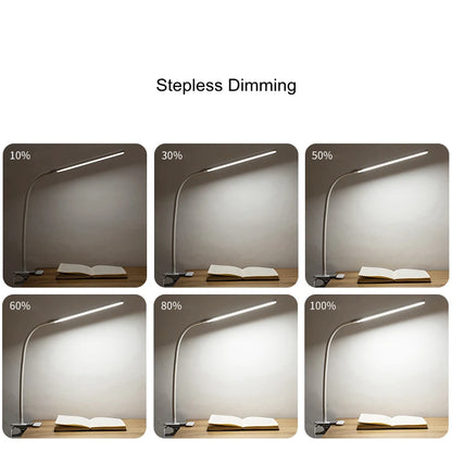 LED 360° Folding Clamp Desk Lamp Eye Protection Rechargeable Table Lamp Clip on Light for Bed Reading Working and Computers